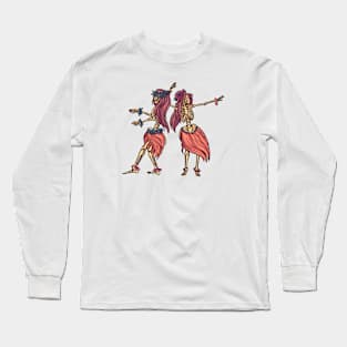 Vintage Skeleton Hula Girls Long Sleeve T-Shirt